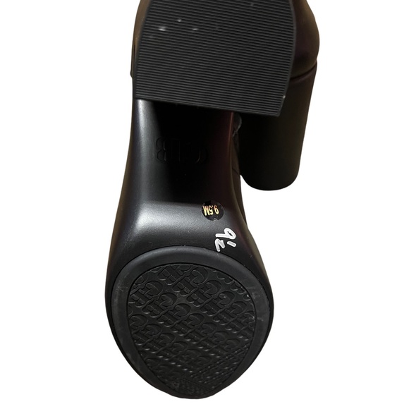 GIANNI BINI BLACK LEATHER PLATFORM BOOTS W/SIDE ZIP SIZE 9.5M - Picture 6 of 7